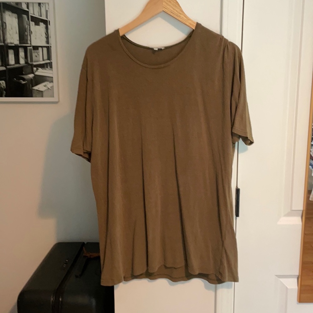 Ozma Raw Silk Oversized Tee- Military Green- L